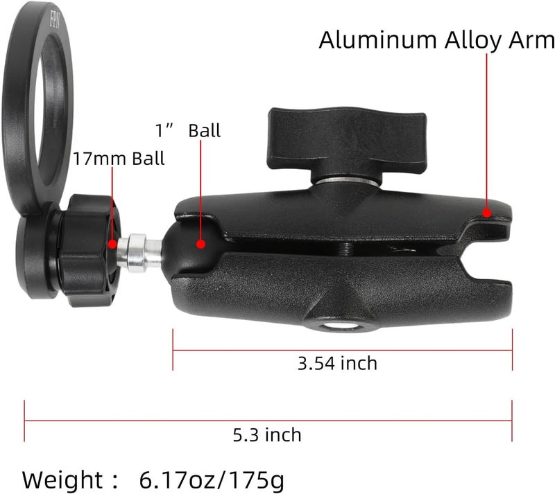 FPN Magnetic Phone Holder Base for RAM Mounts, 1" (25mm) Ball Mount with Medium Aluminum B Size Double Socket Arm, Compatible with Magsafe iPhone 17/16/15/14/13/12 Series - Image 5